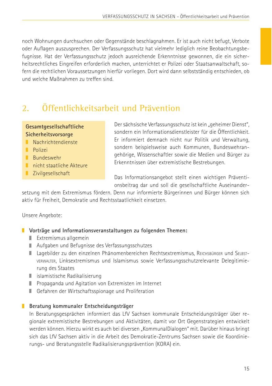 Seite 15 des Verfassungsschutzbericht 2022 Sachsen