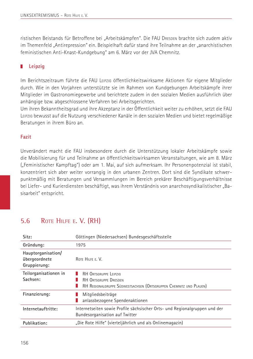 Seite 156 des Verfassungsschutzbericht 2022 Sachsen