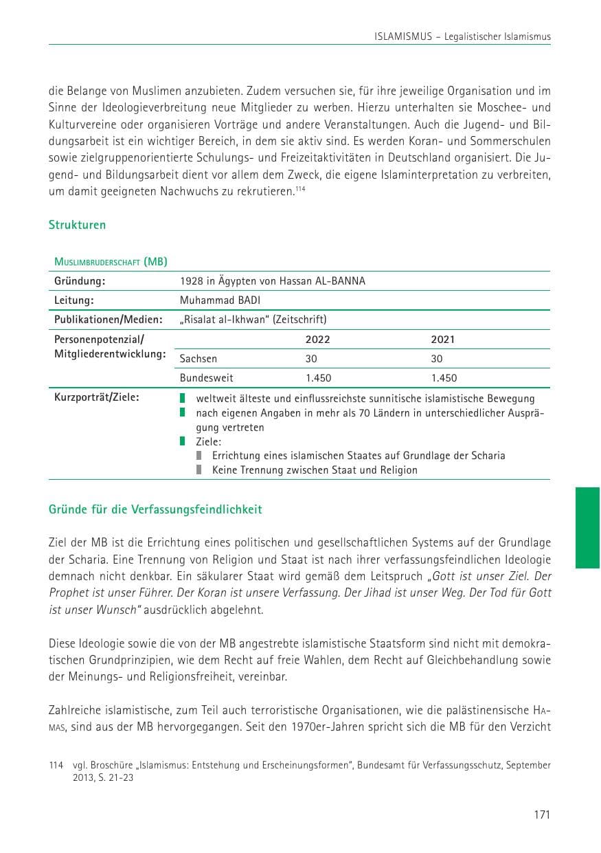 Seite 171 des Verfassungsschutzbericht 2022 Sachsen