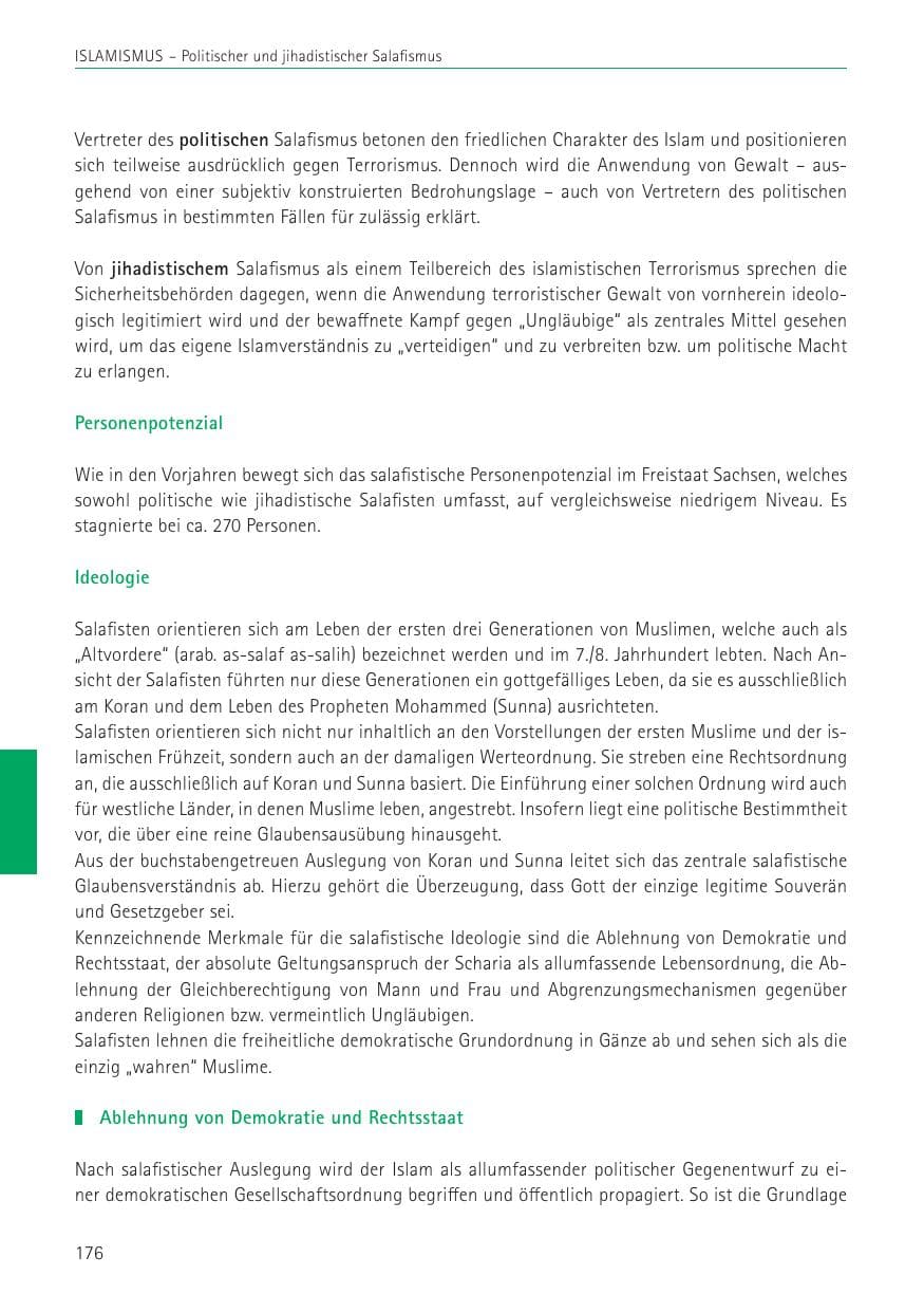 Seite 176 des Verfassungsschutzbericht 2022 Sachsen