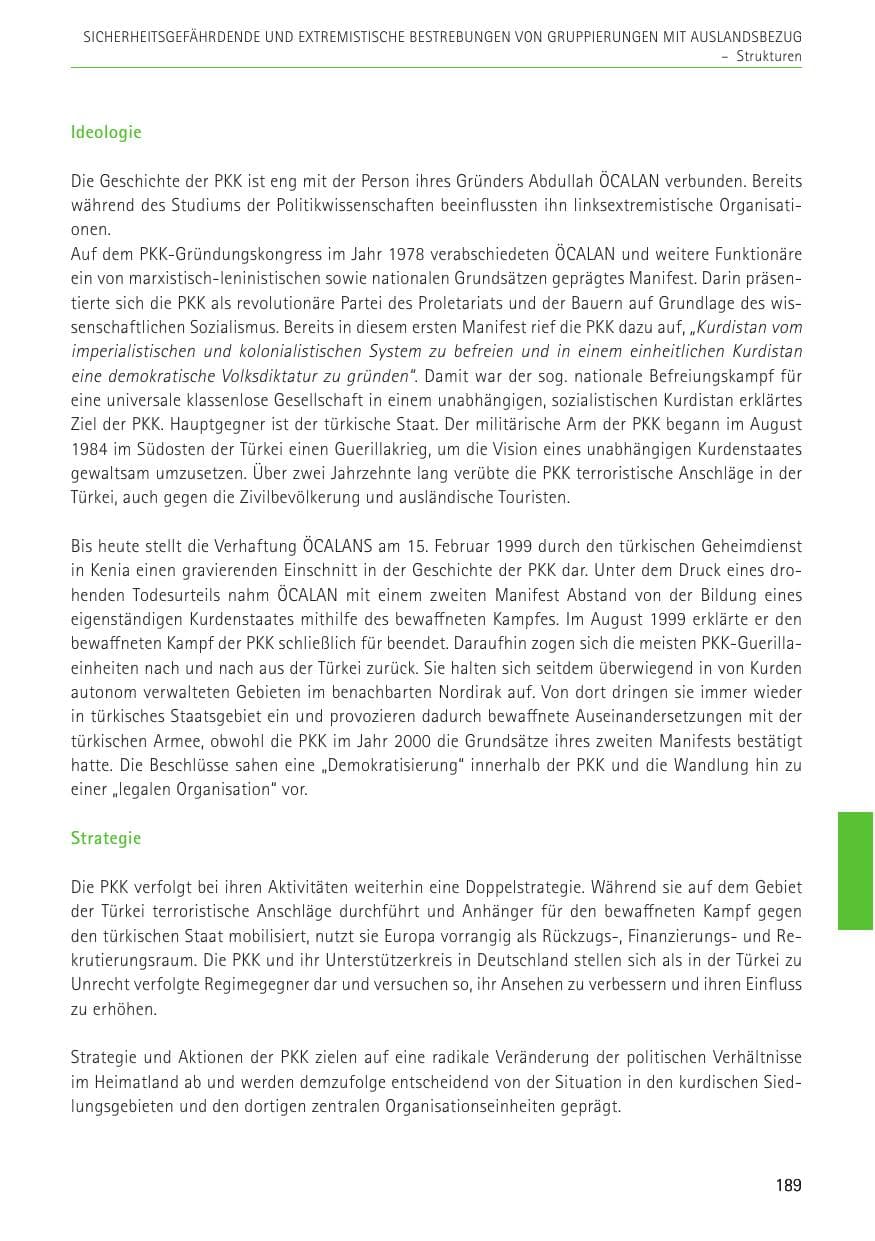 Seite 189 des Verfassungsschutzbericht 2022 Sachsen