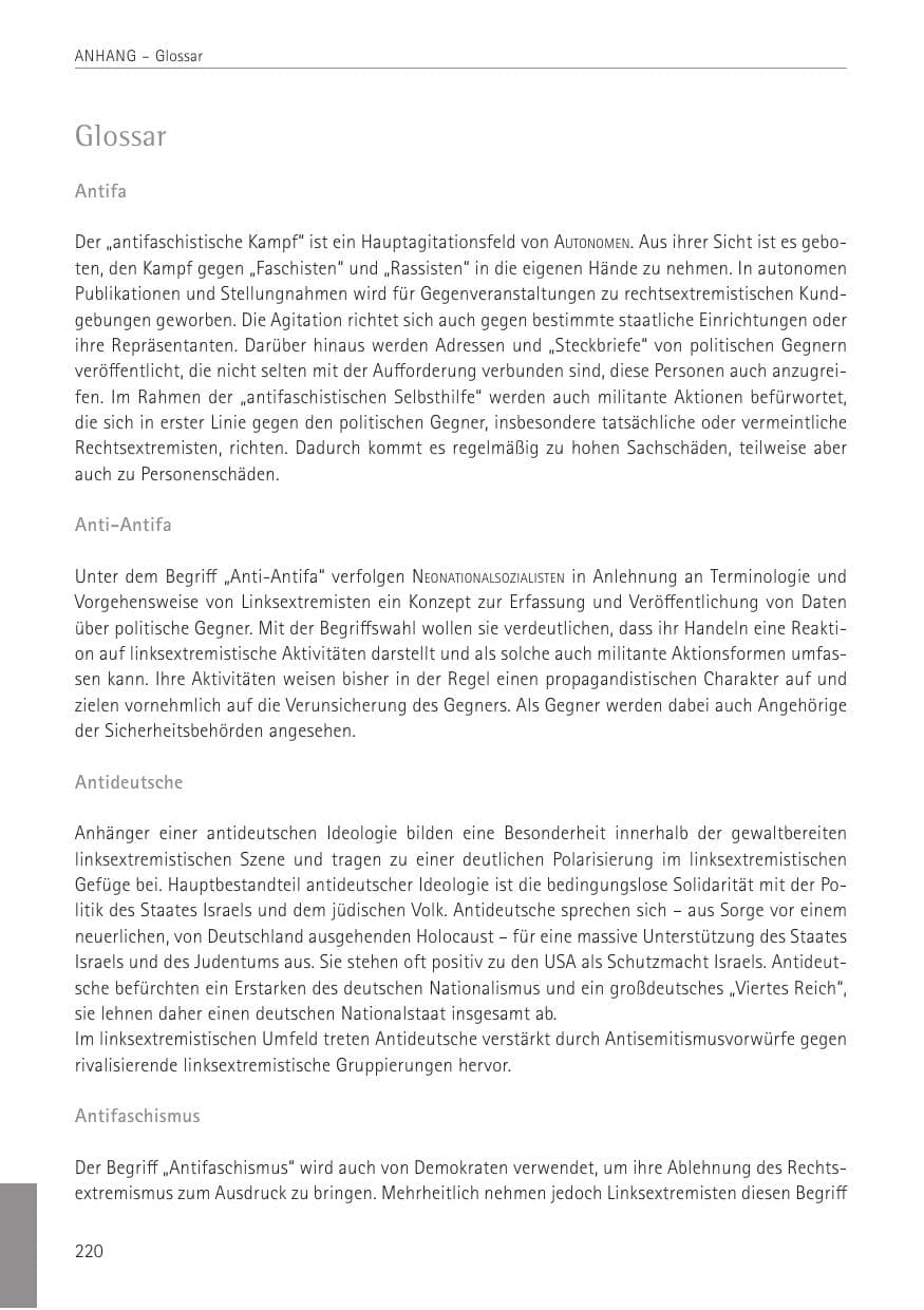 Seite 220 des Verfassungsschutzbericht 2022 Sachsen