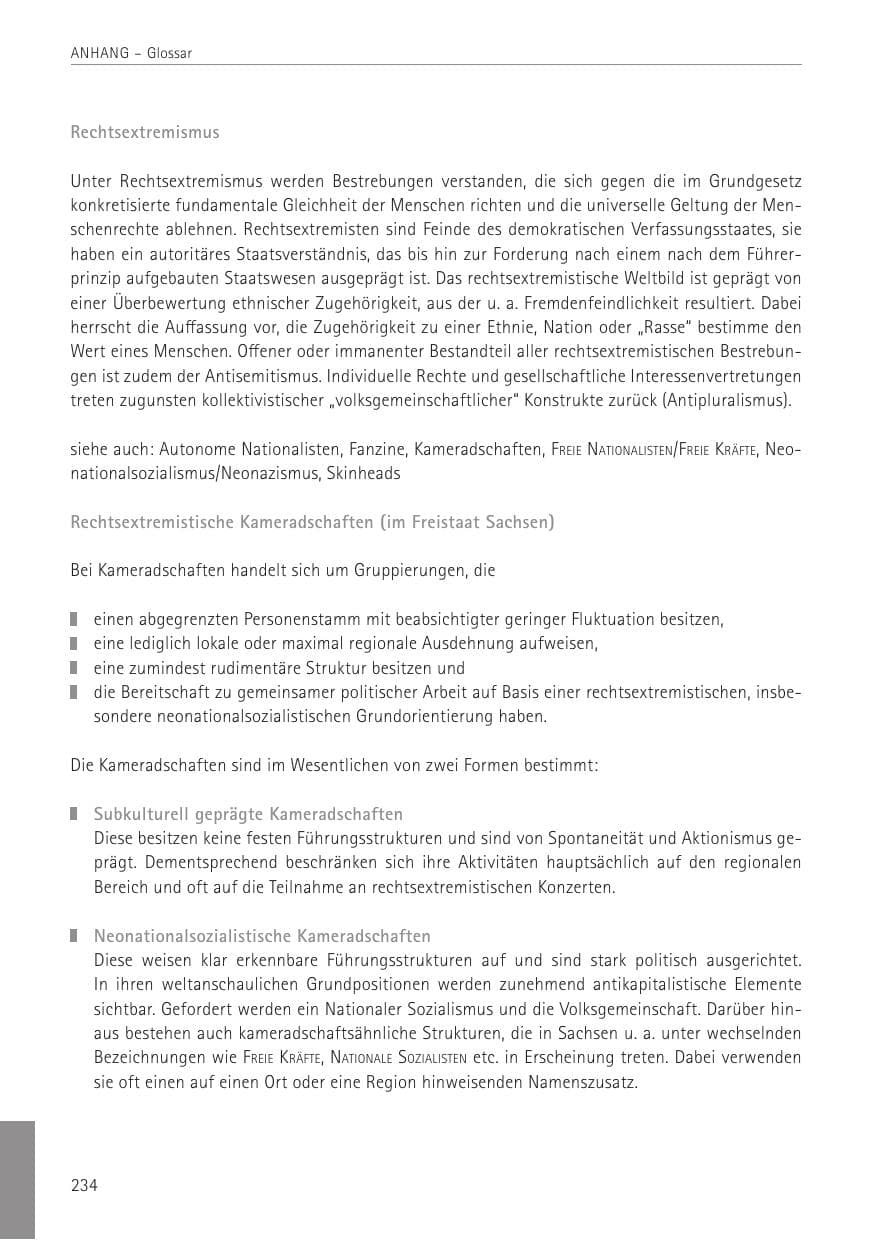 Seite 234 des Verfassungsschutzbericht 2022 Sachsen