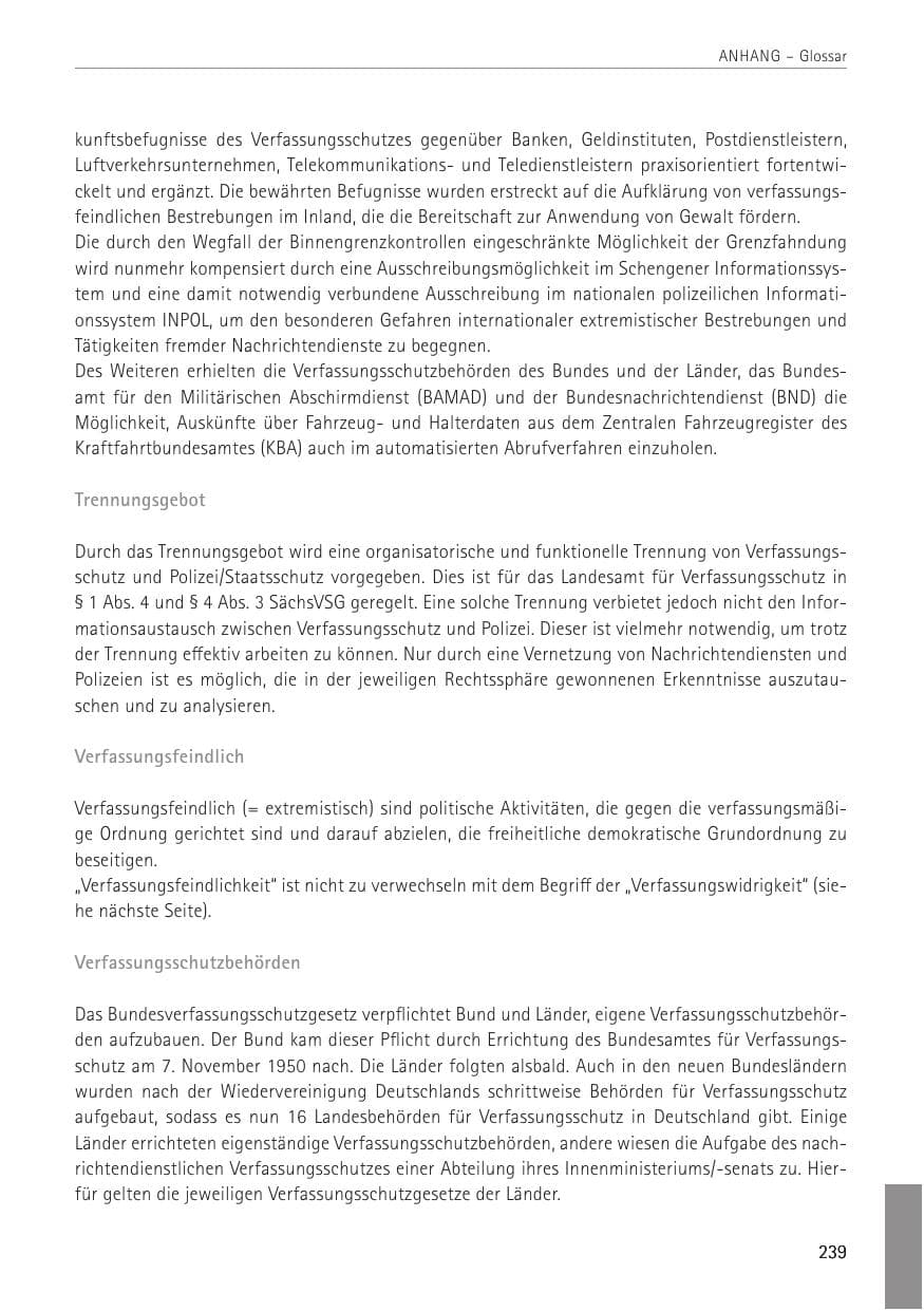 Seite 239 des Verfassungsschutzbericht 2022 Sachsen