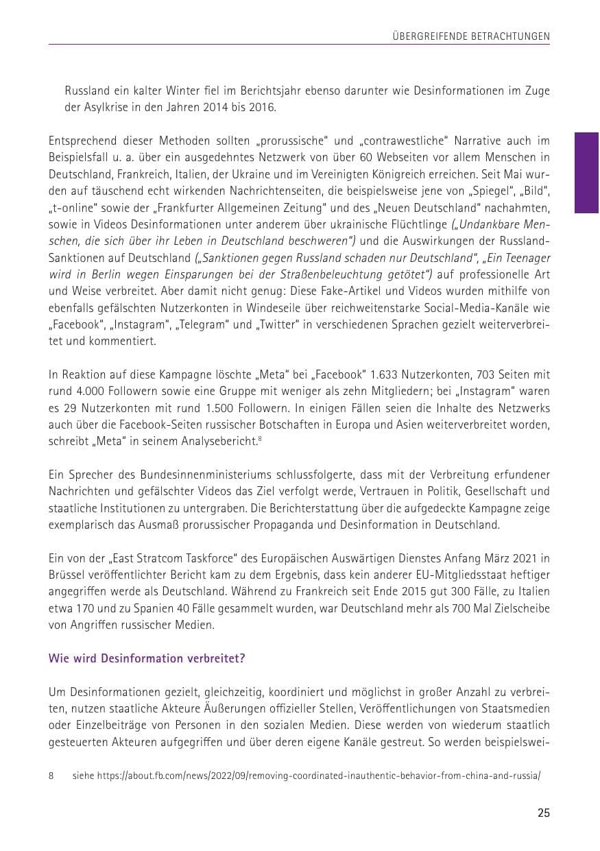 Seite 25 des Verfassungsschutzbericht 2022 Sachsen