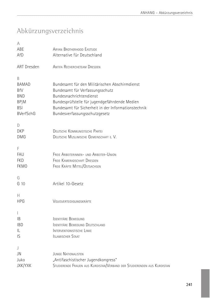 Seite 241 des Verfassungsschutzbericht 2022 Sachsen