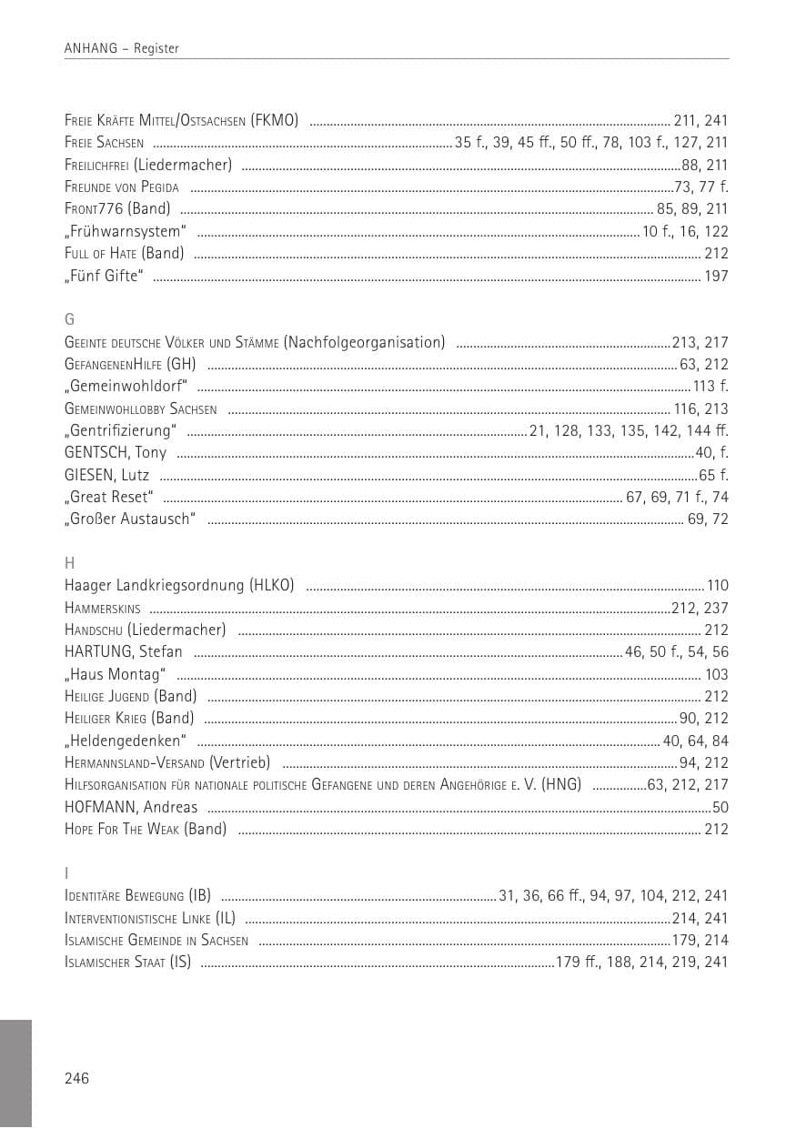 Seite 246 des Verfassungsschutzbericht 2022 Sachsen