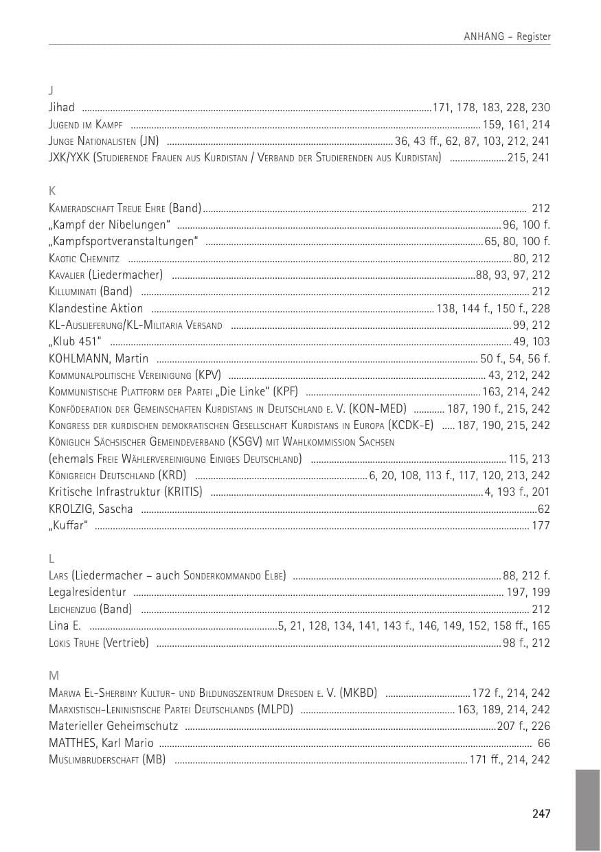 Seite 247 des Verfassungsschutzbericht 2022 Sachsen