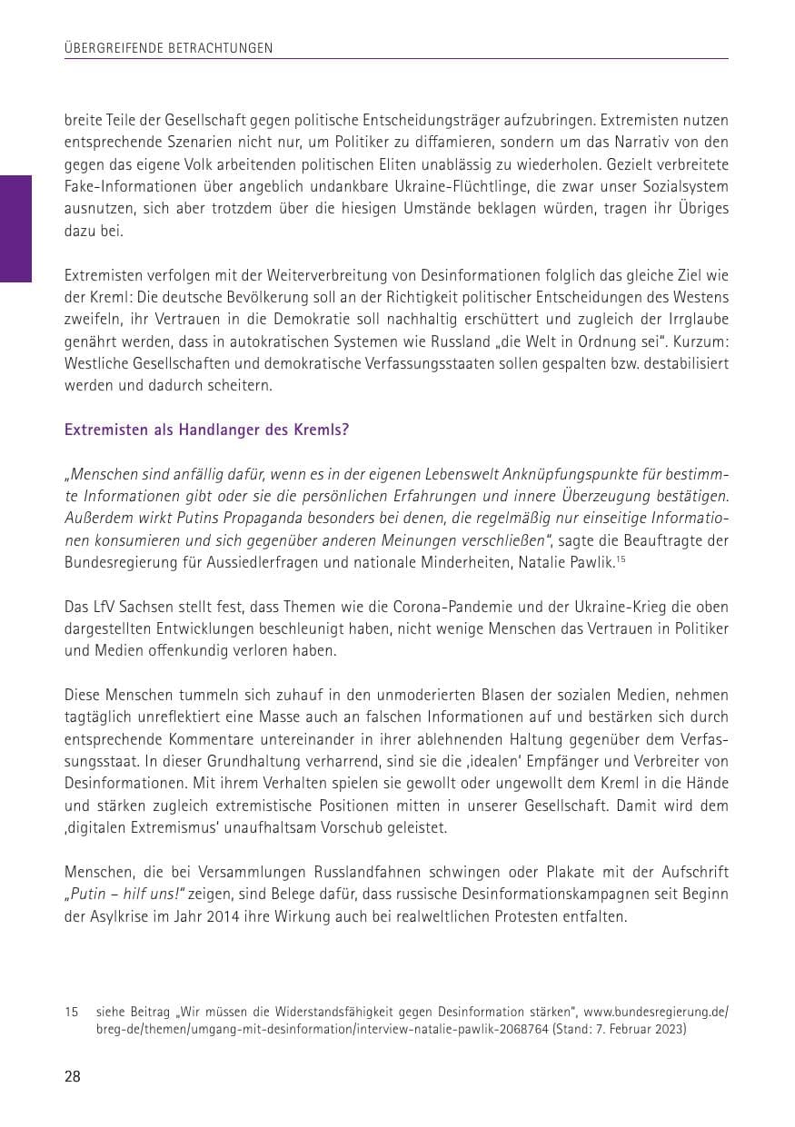 Seite 28 des Verfassungsschutzbericht 2022 Sachsen