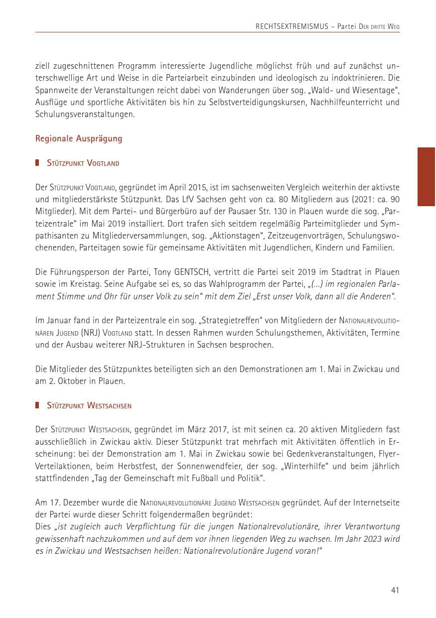 Seite 41 des Verfassungsschutzbericht 2022 Sachsen