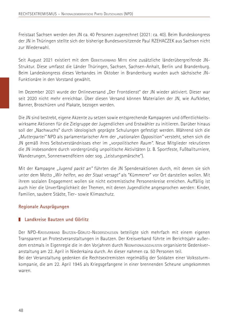 Seite 48 des Verfassungsschutzbericht 2022 Sachsen