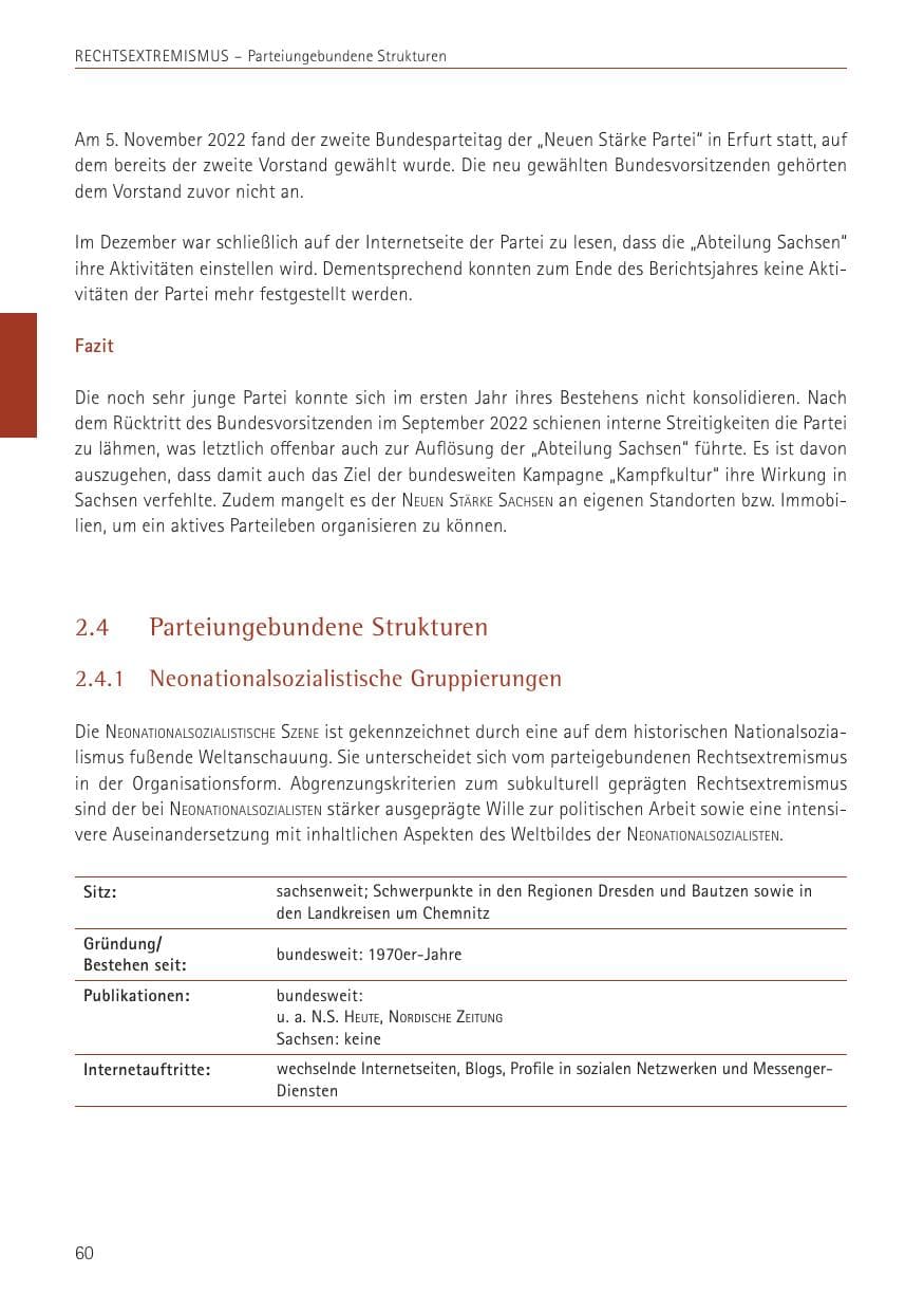 Seite 60 des Verfassungsschutzbericht 2022 Sachsen