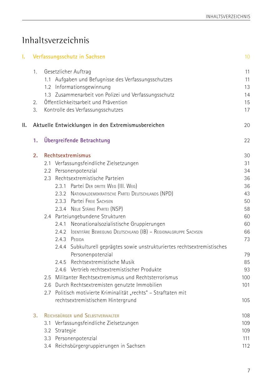 Seite 7 des Verfassungsschutzbericht 2022 Sachsen