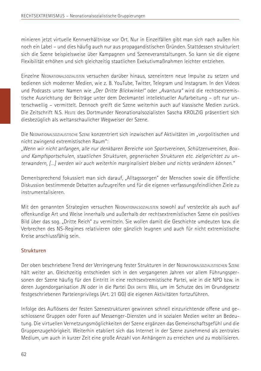 Seite 62 des Verfassungsschutzbericht 2022 Sachsen