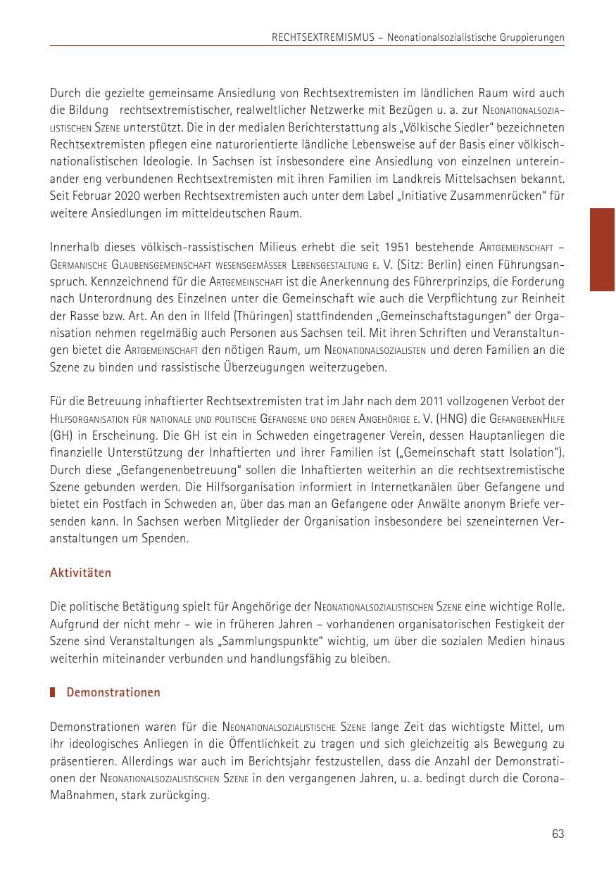 Seite 63 des Verfassungsschutzbericht 2022 Sachsen