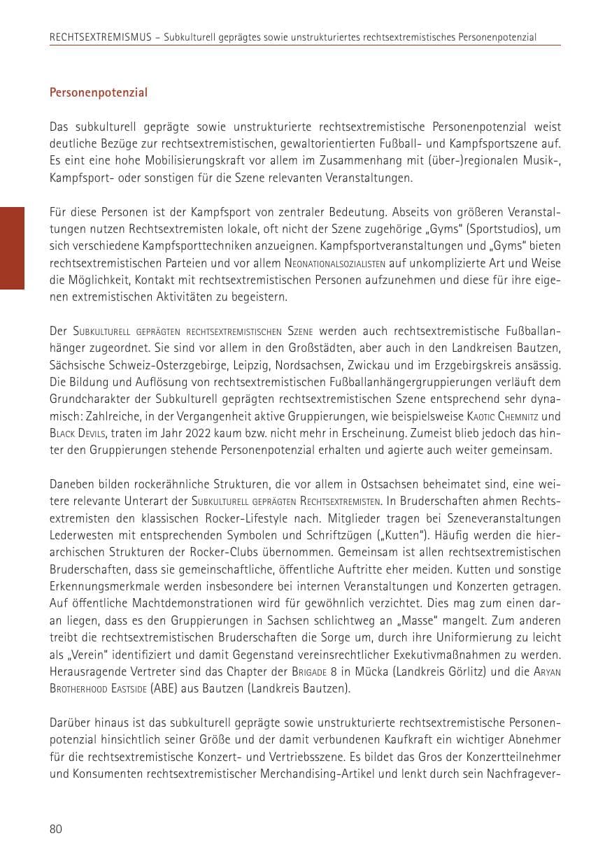 Seite 80 des Verfassungsschutzbericht 2022 Sachsen
