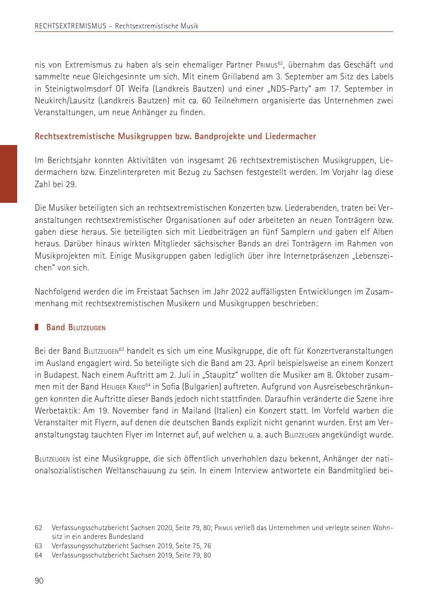 Seite 90 des Verfassungsschutzbericht 2022 Sachsen