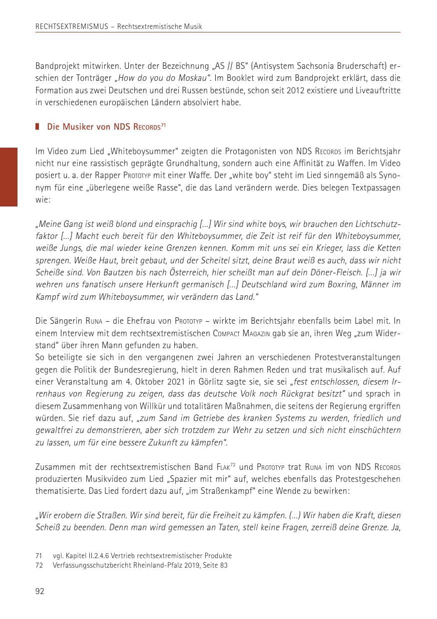 Seite 92 des Verfassungsschutzbericht 2022 Sachsen
