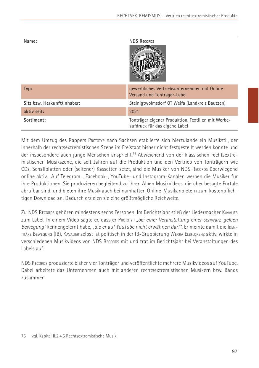 Seite 97 des Verfassungsschutzbericht 2022 Sachsen
