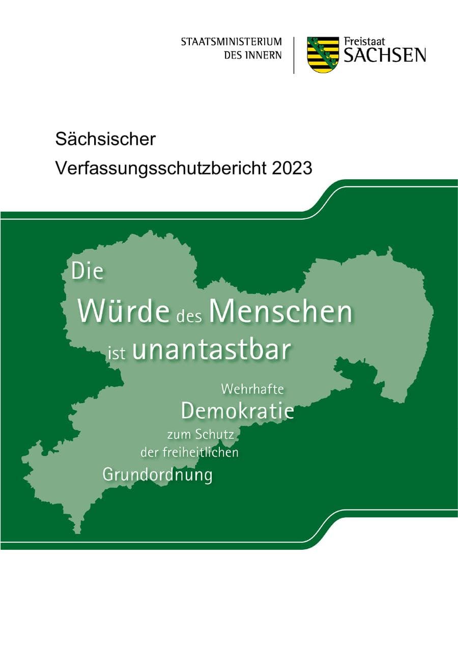 Seite 1 des Verfassungsschutzbericht 2023 Sachsen
