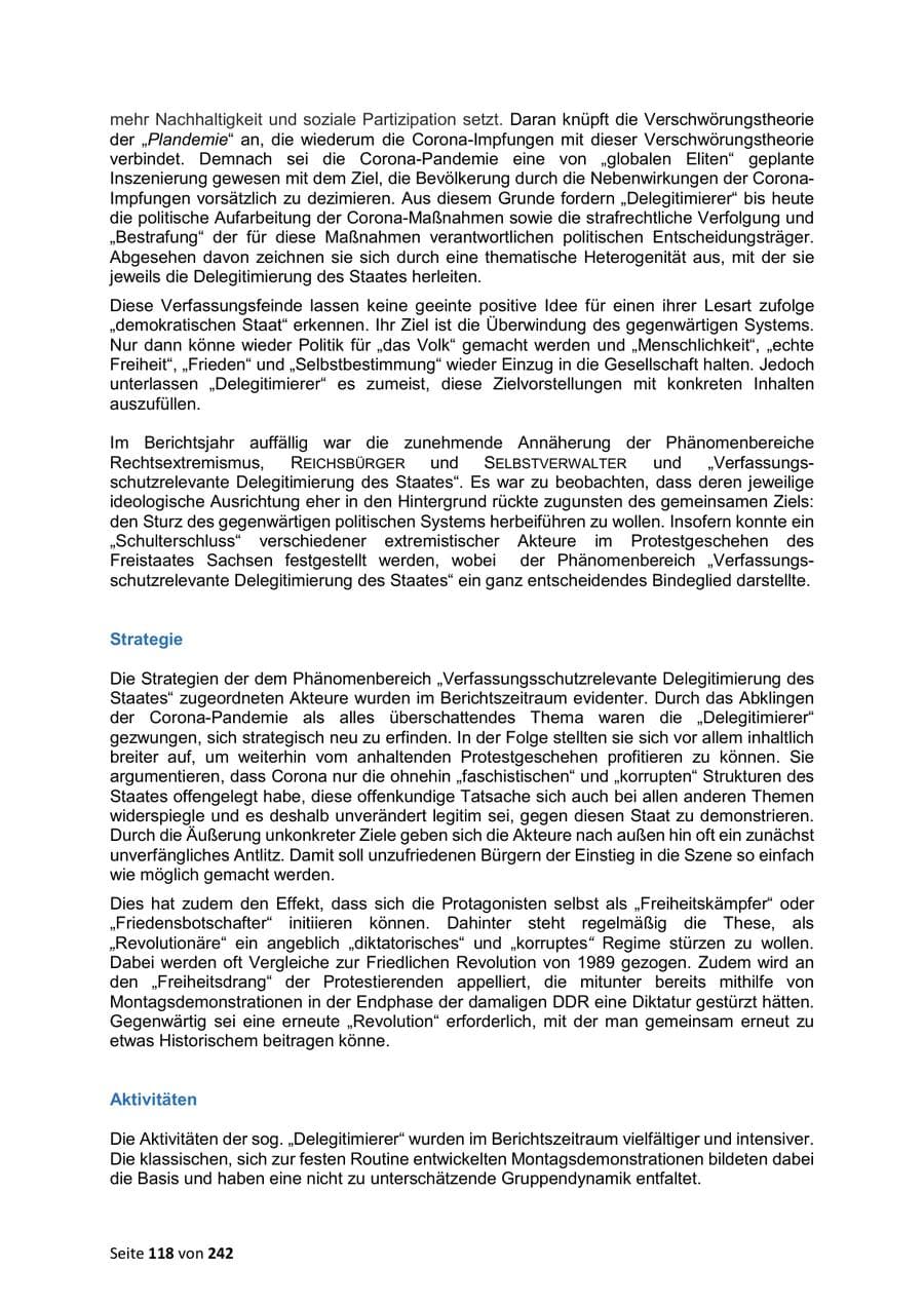 Seite 118 des Verfassungsschutzbericht 2023 Sachsen