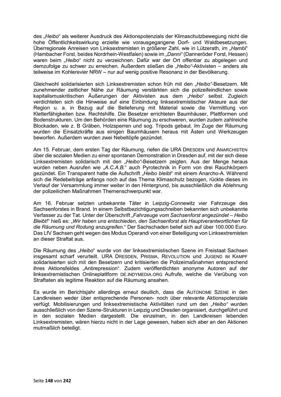 Seite 148 des Verfassungsschutzbericht 2023 Sachsen