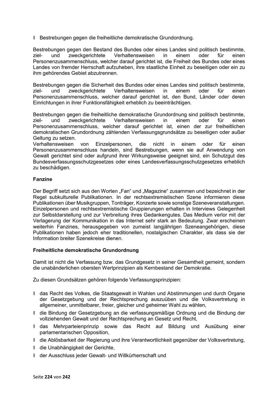 Seite 224 des Verfassungsschutzbericht 2023 Sachsen