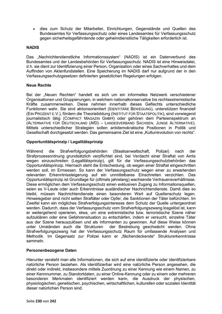 Seite 230 des Verfassungsschutzbericht 2023 Sachsen