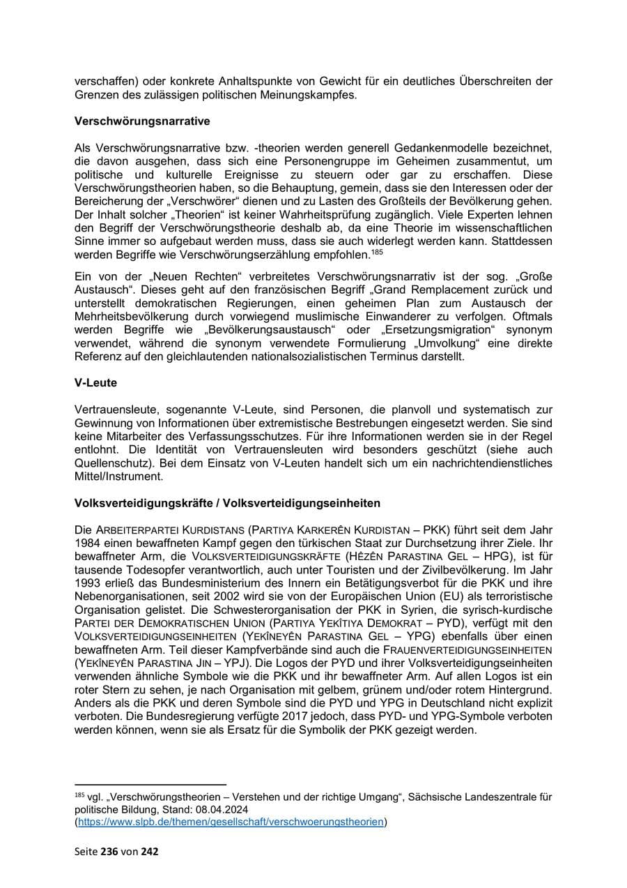 Seite 236 des Verfassungsschutzbericht 2023 Sachsen