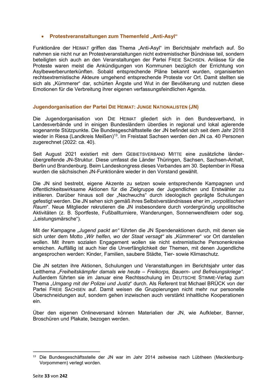 Seite 33 des Verfassungsschutzbericht 2023 Sachsen