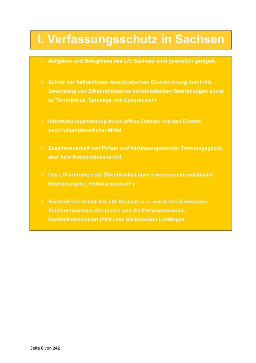 Seite 6 des Verfassungsschutzbericht 2023 Sachsen