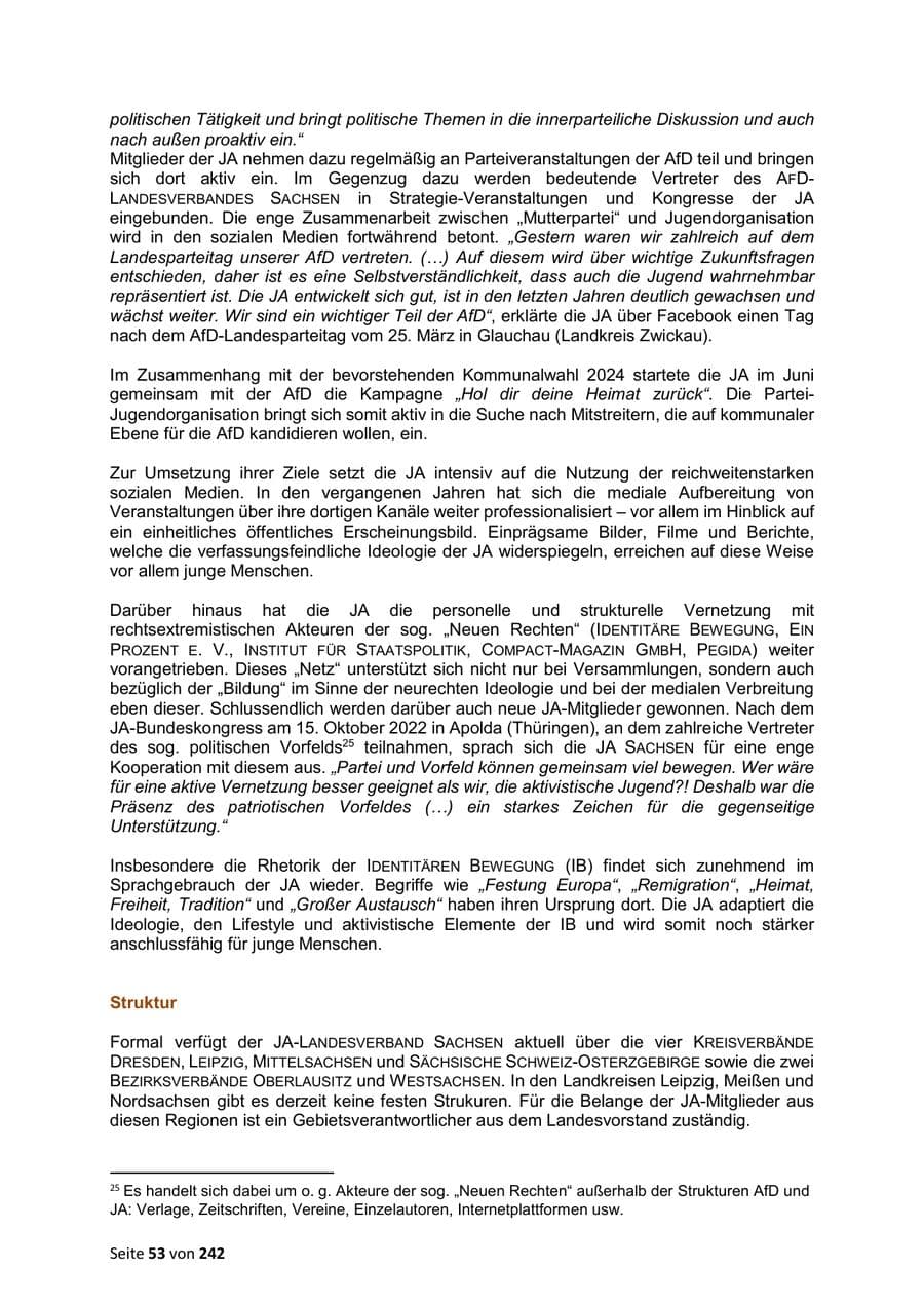 Seite 53 des Verfassungsschutzbericht 2023 Sachsen