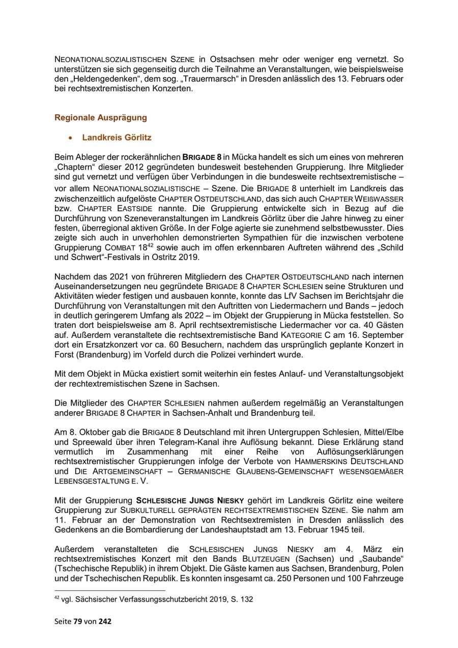 Seite 79 des Verfassungsschutzbericht 2023 Sachsen
