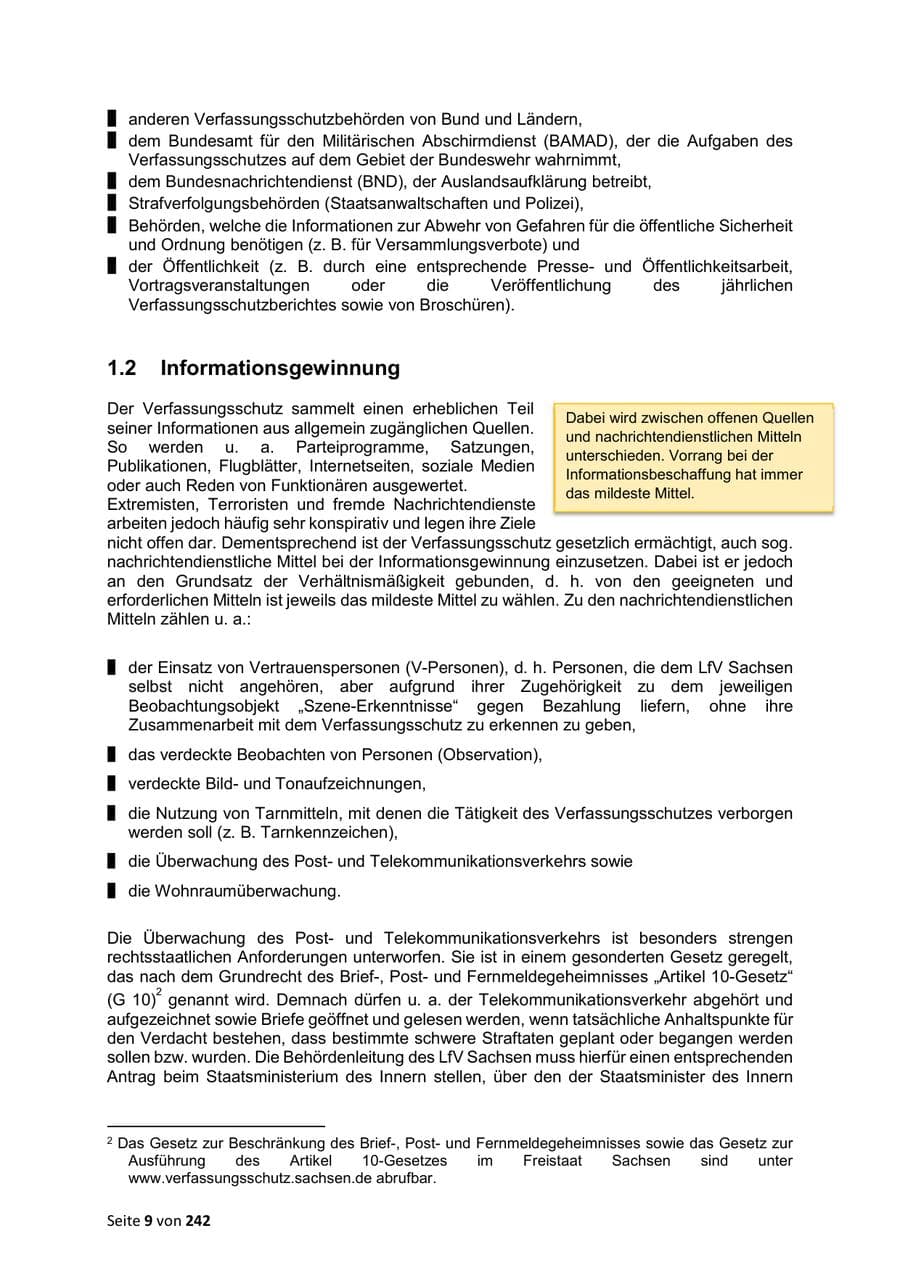 Seite 9 des Verfassungsschutzbericht 2023 Sachsen