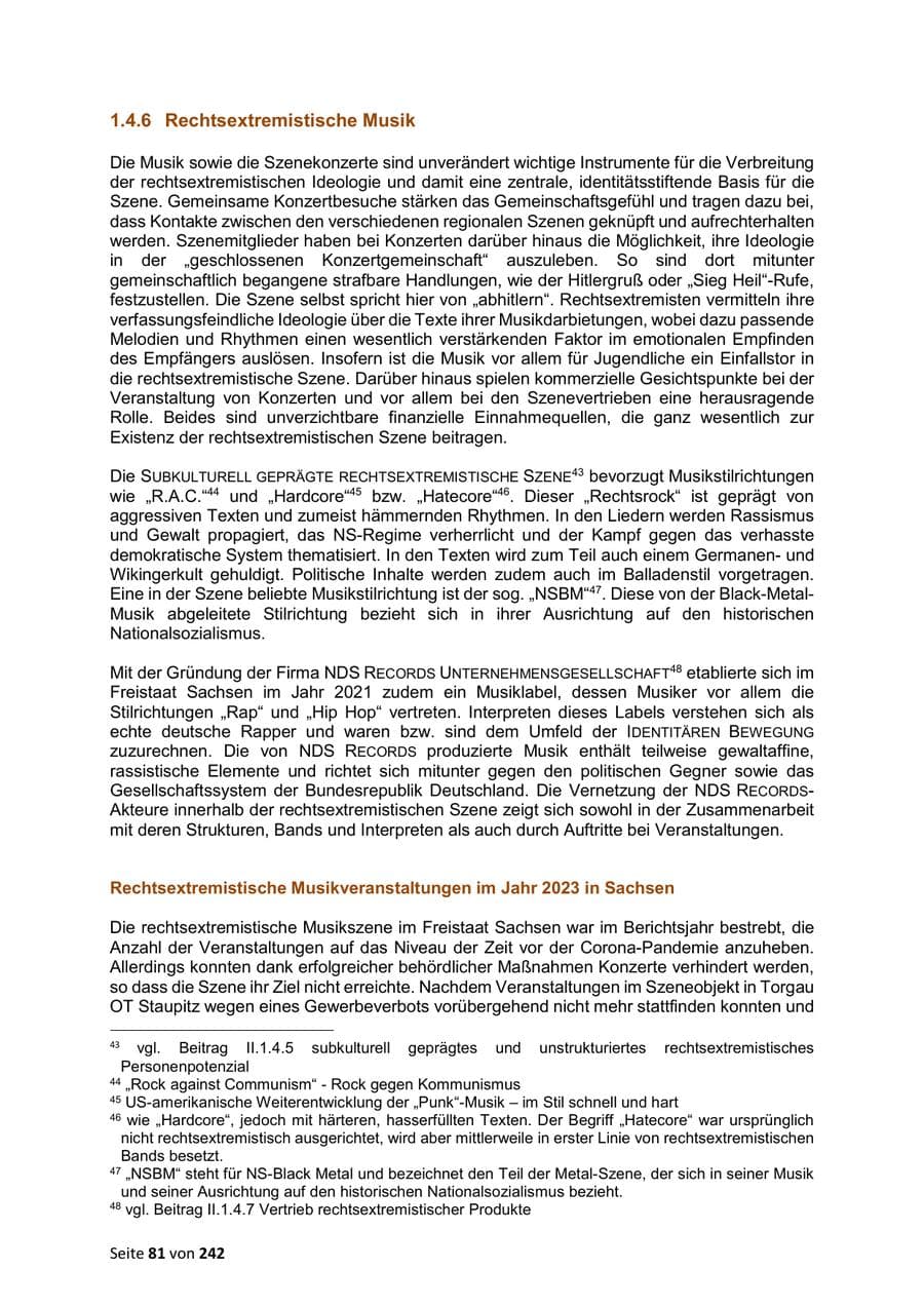 Seite 81 des Verfassungsschutzbericht 2023 Sachsen