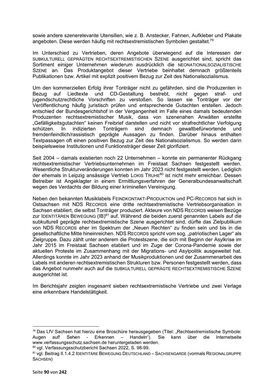 Seite 90 des Verfassungsschutzbericht 2023 Sachsen