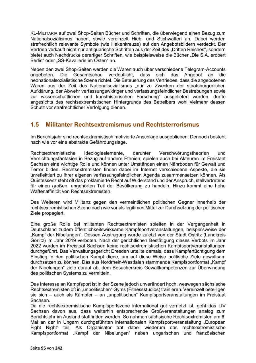 Seite 95 des Verfassungsschutzbericht 2023 Sachsen