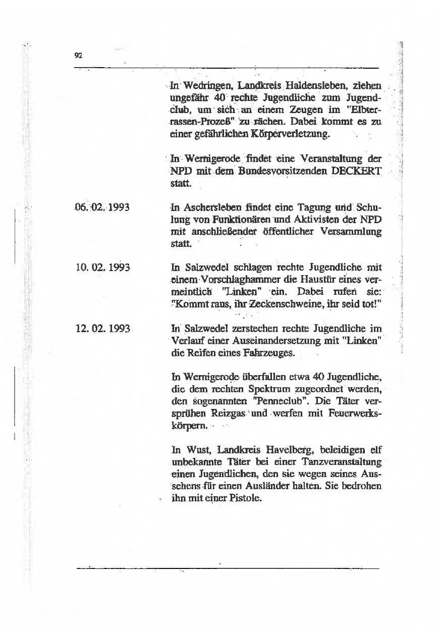 Seite 106 des Verfassungsschutzbericht 1993 Sachsen-Anhalt