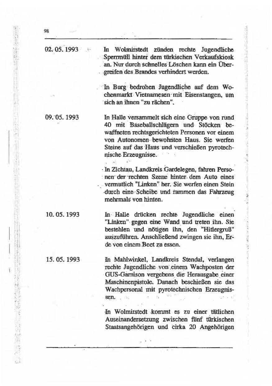 Seite 112 des Verfassungsschutzbericht 1993 Sachsen-Anhalt