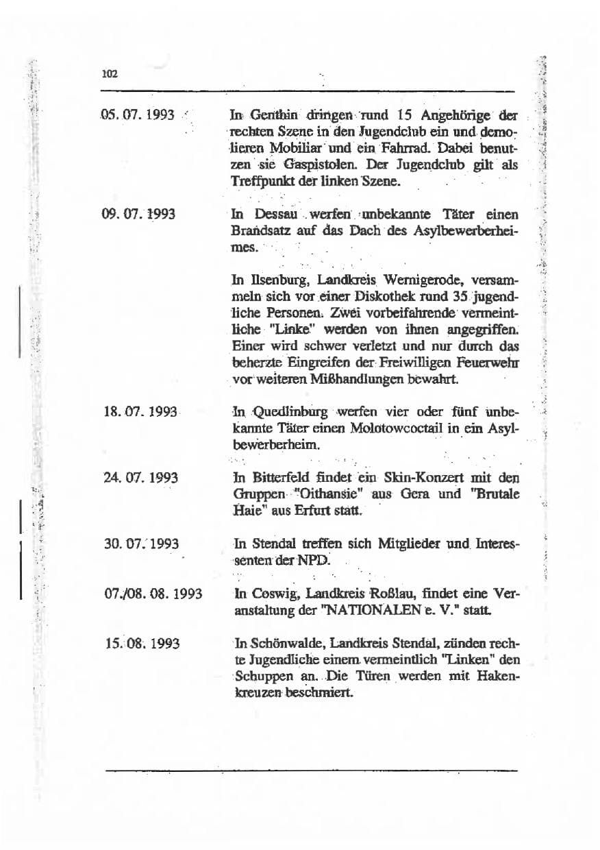 Seite 116 des Verfassungsschutzbericht 1993 Sachsen-Anhalt