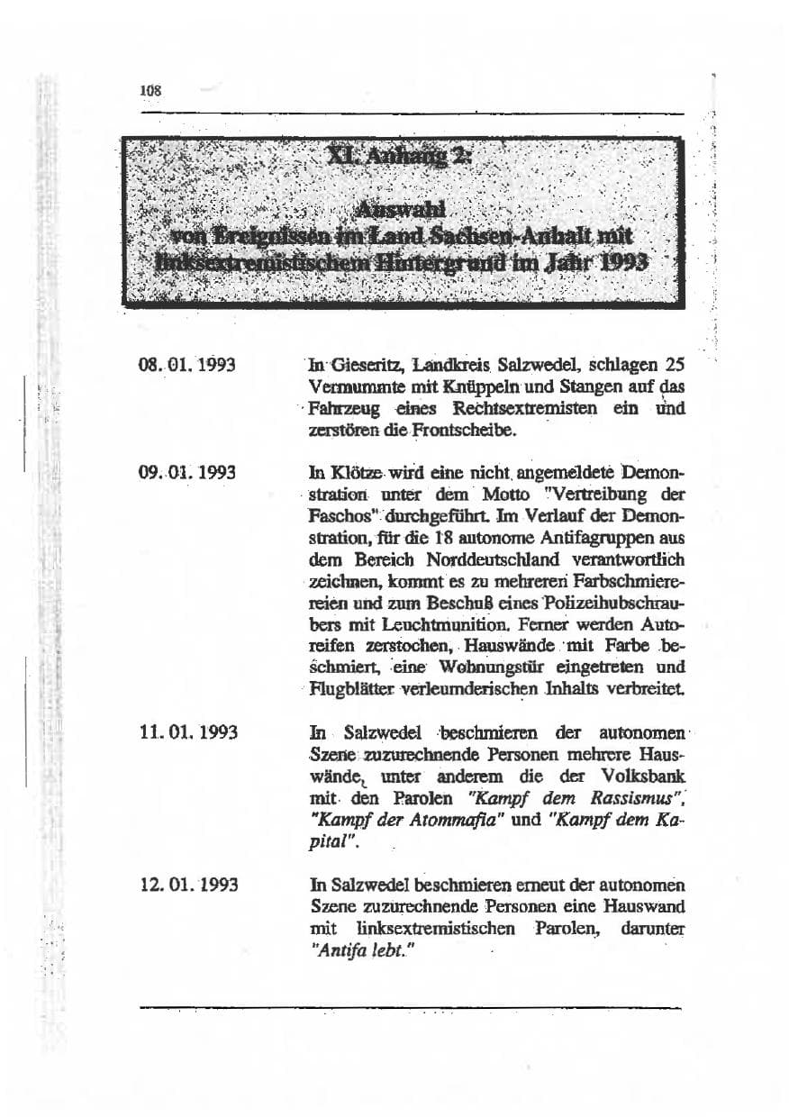 Seite 122 des Verfassungsschutzbericht 1993 Sachsen-Anhalt
