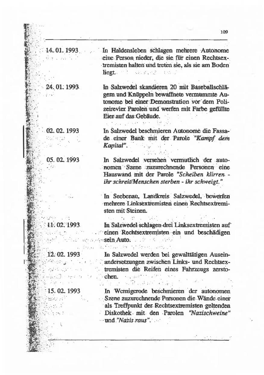 Seite 123 des Verfassungsschutzbericht 1993 Sachsen-Anhalt