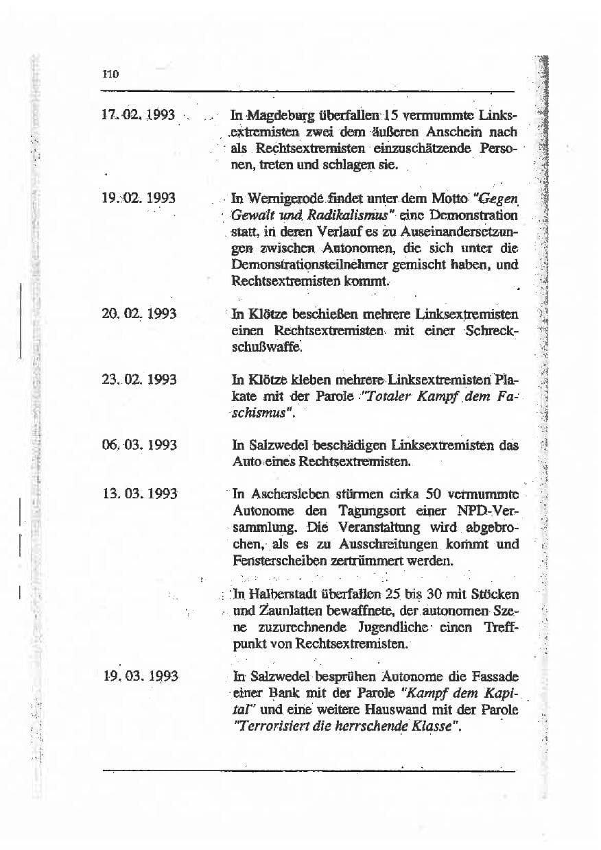 Seite 124 des Verfassungsschutzbericht 1993 Sachsen-Anhalt
