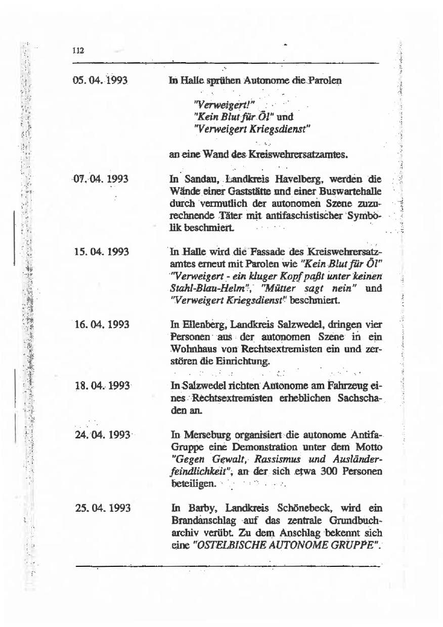 Seite 126 des Verfassungsschutzbericht 1993 Sachsen-Anhalt