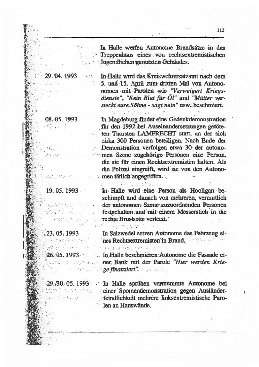 Seite 127 des Verfassungsschutzbericht 1993 Sachsen-Anhalt