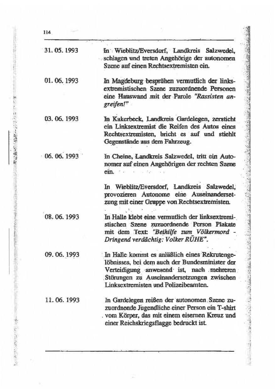 Seite 128 des Verfassungsschutzbericht 1993 Sachsen-Anhalt