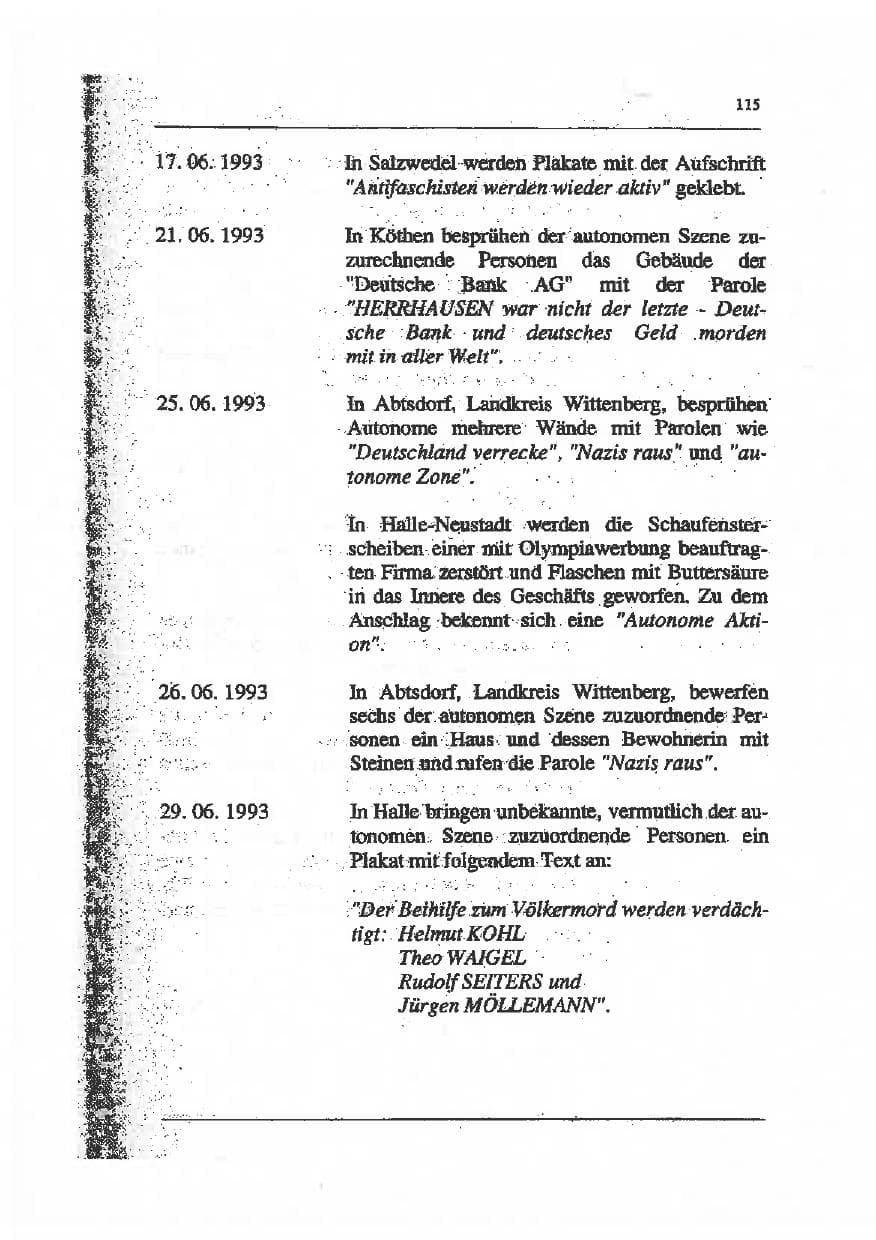 Seite 129 des Verfassungsschutzbericht 1993 Sachsen-Anhalt