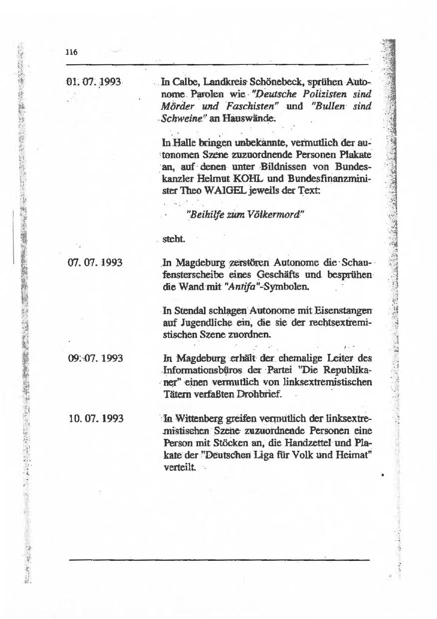 Seite 130 des Verfassungsschutzbericht 1993 Sachsen-Anhalt