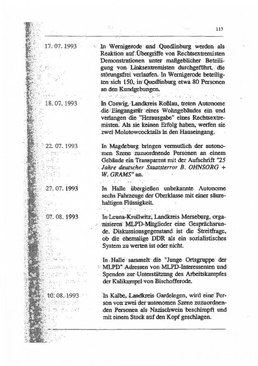 Seite 131 des Verfassungsschutzbericht 1993 Sachsen-Anhalt