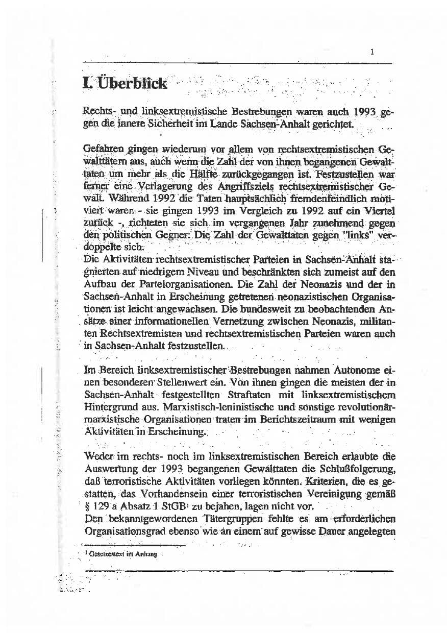 Seite 15 des Verfassungsschutzbericht 1993 Sachsen-Anhalt
